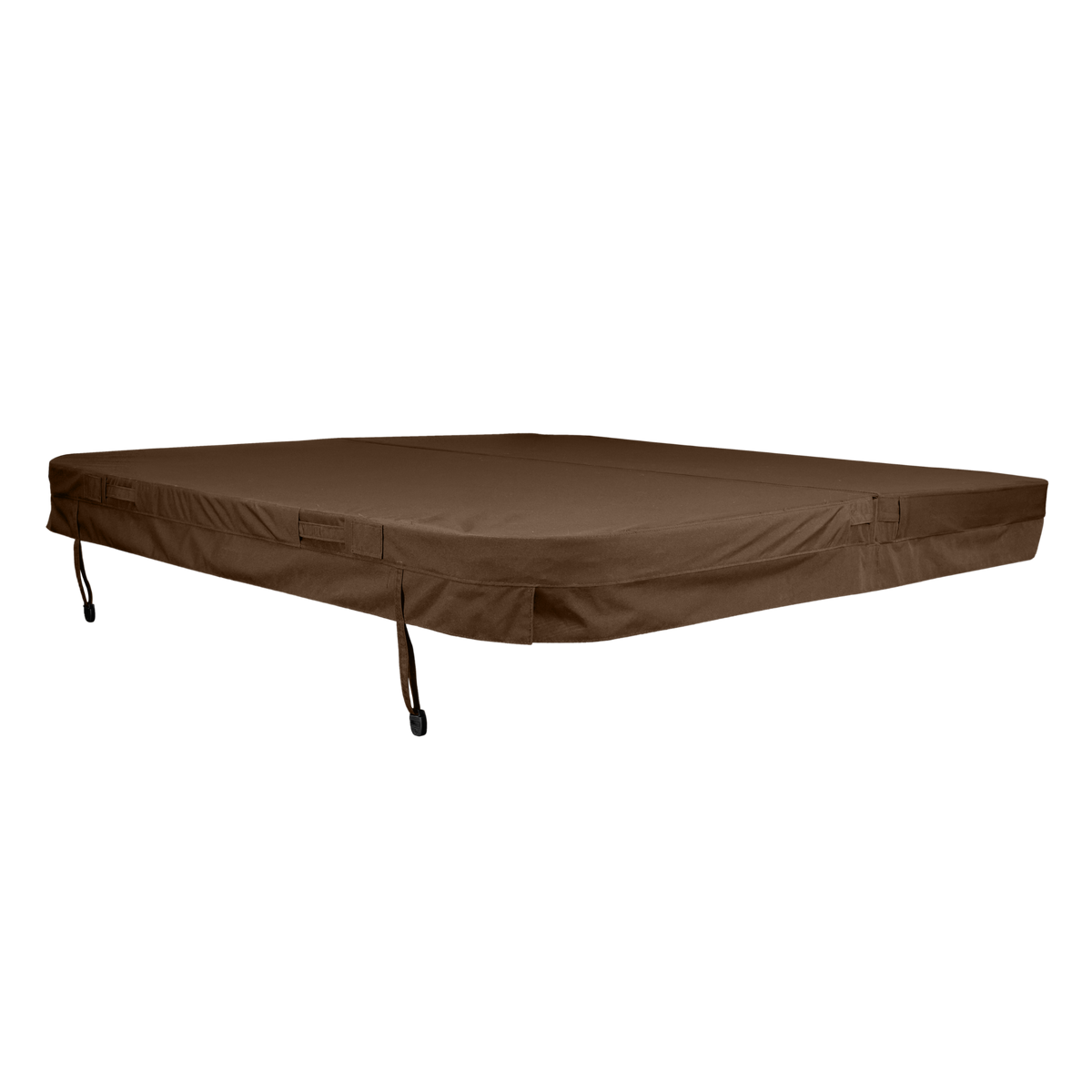 Brown Arctic Spas replacement spa cover with corner tie-down straps