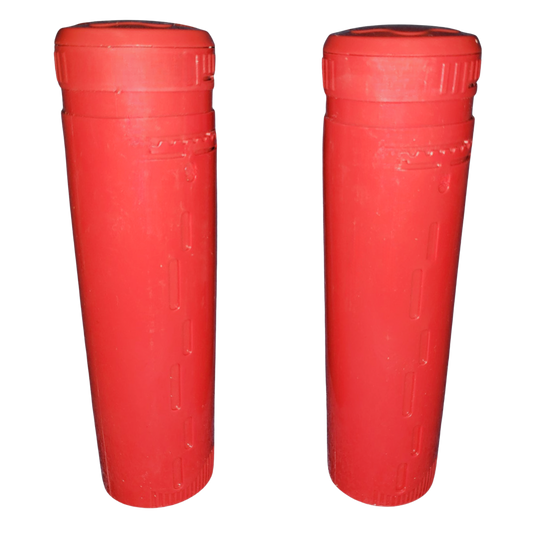 Two red Smart pH replacement cartridges for Arctic Spas Smart pH system, on black background