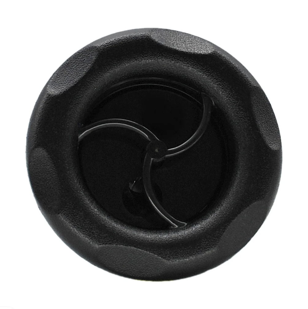 Arctic Spas 5-inch TriFace Single Pulse threaded jet with all-black three-vane face, front view