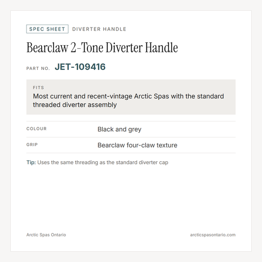 Spec sheet for Bearclaw 2-Tone Diverter Handle: fitment and key specs