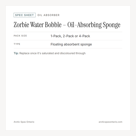 Spec sheet for Zorbie Water Bobble – Oil-Absorbing Sponge: fitment and key specs