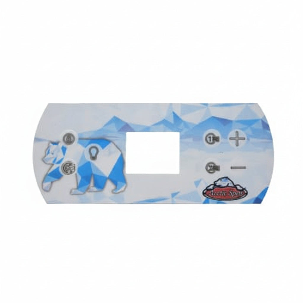In.K506 overlay film with blue geometric polar bear and Arctic Spas logo