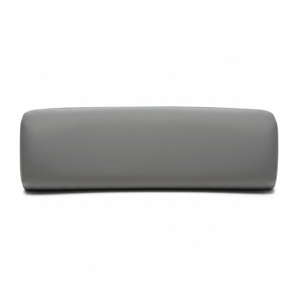 Wide grey rectangular Coyote spa pillow in smooth vinyl, straight-on view