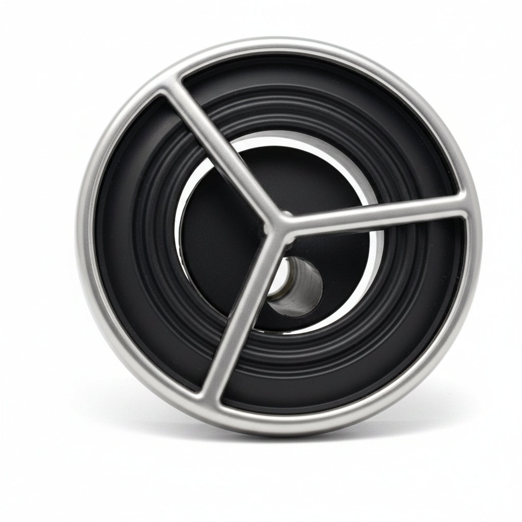 Ripple 7 inch single pulse spa jet, black face with brushed stainless tri-spoke trim ring