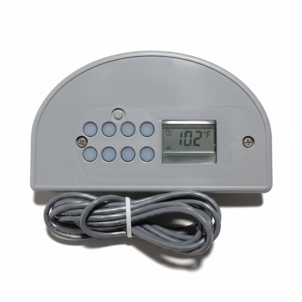 Semicircular grey TSC-14 Arctic Moon topside control displaying 102°F, with eight buttons
