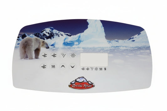 An overlay for a TSC-80 Arctic Topside control panel featuring polar bear and icebergs design.