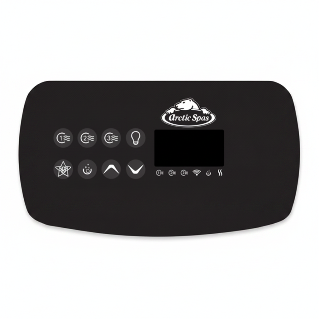Black TSC-90 overlay with Arctic Spas logo, button icons and display window