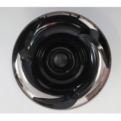 Arctic Spas Monster Turbo threaded footwell jet with black and stainless steel face, front view