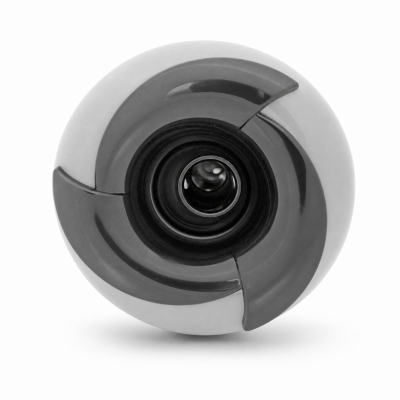 Arctic Spas 3-inch Turbo Directional threaded jet with black/grey swirl-vane face and adjustable centre nozzle, front view