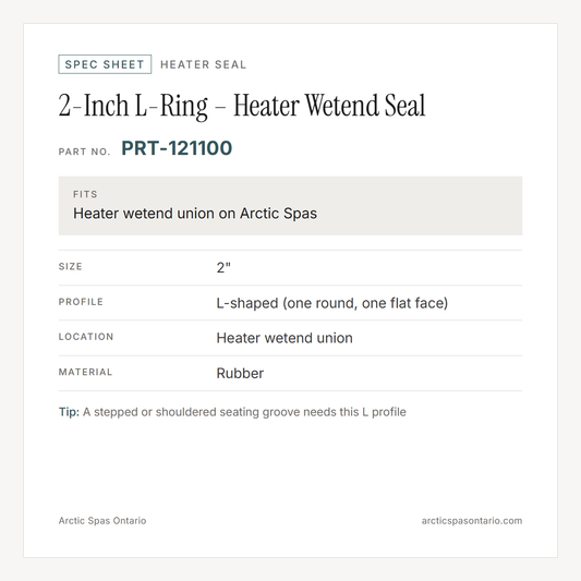 Spec sheet for 2-Inch L-Ring – Heater Wetend Seal: fitment and key specs