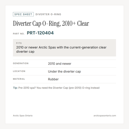 Spec sheet for Diverter Cap O-Ring, 2010+ Clear: fitment and key specs