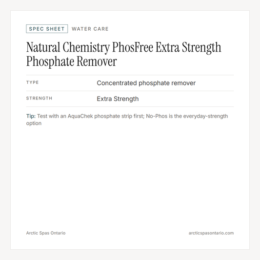 Spec sheet for Natural Chemistry PhosFree Extra Strength Phosphate Remover: fitment and key specs
