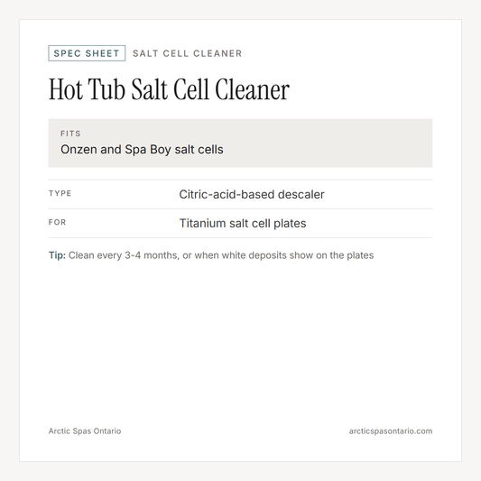 Spec sheet for Hot Tub Salt Cell Cleaner: fitment and key specs