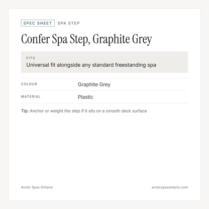 Spec sheet for Confer Spa Step, Graphite Grey: fitment and key specs