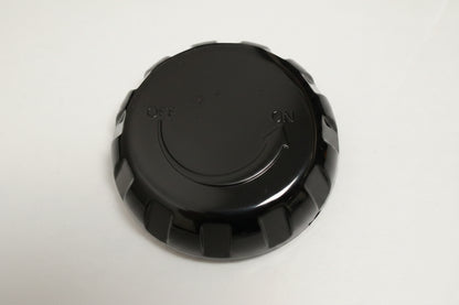 Black round air control cover cap showing OFF to ON rotation arrow, Arctic Spas hot tub part