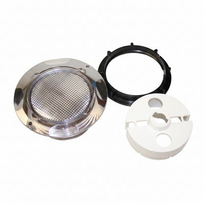 Arctic Spas 5-inch complete light housing kit with chrome lens, black lock ring, white bracket