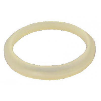 Cream translucent rubber 2-inch L-ring gasket with flared lip, shown at an angle on white background