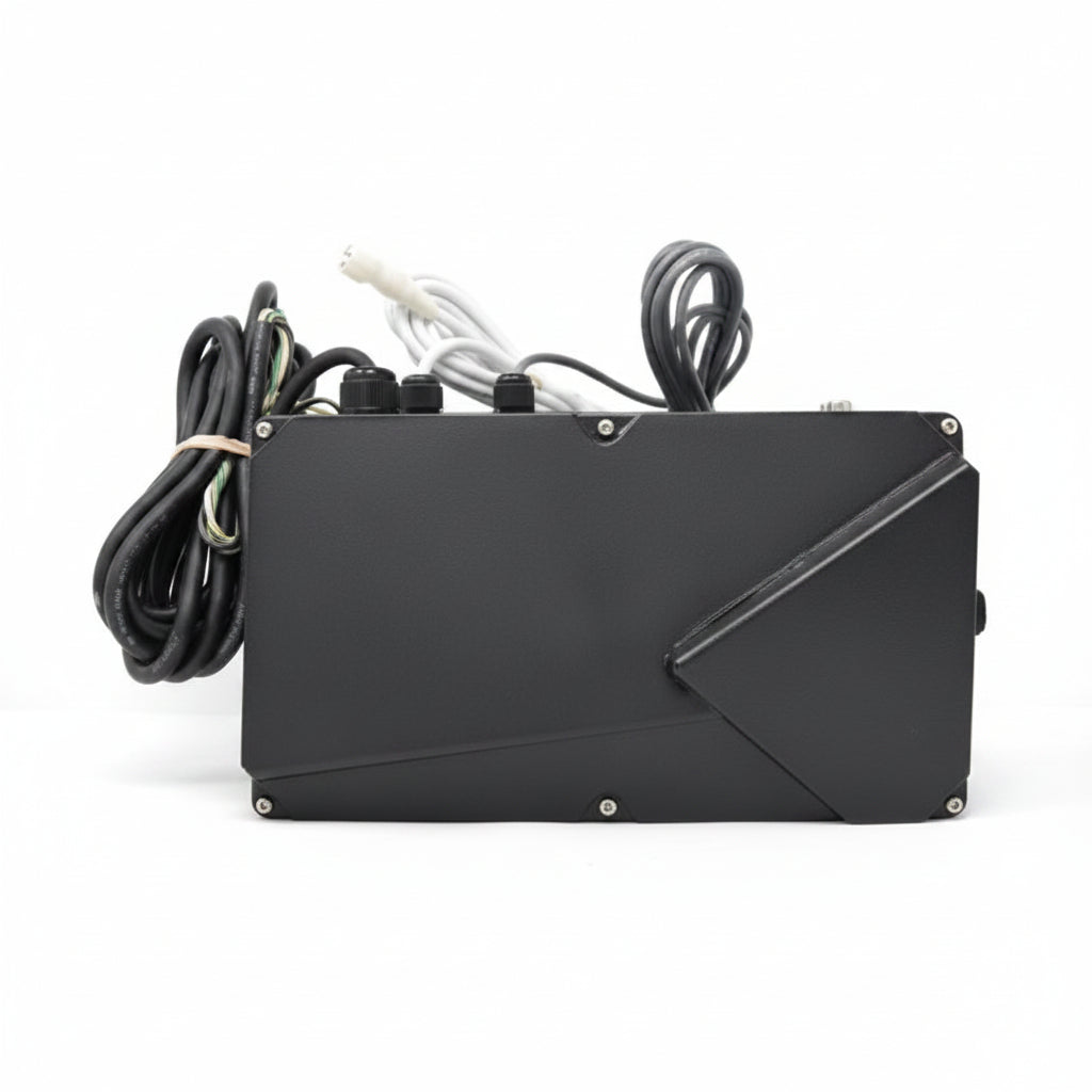 Spa Boy 2020+ Linux-compatible generator, black metal control box with three top cable glands and coiled cables